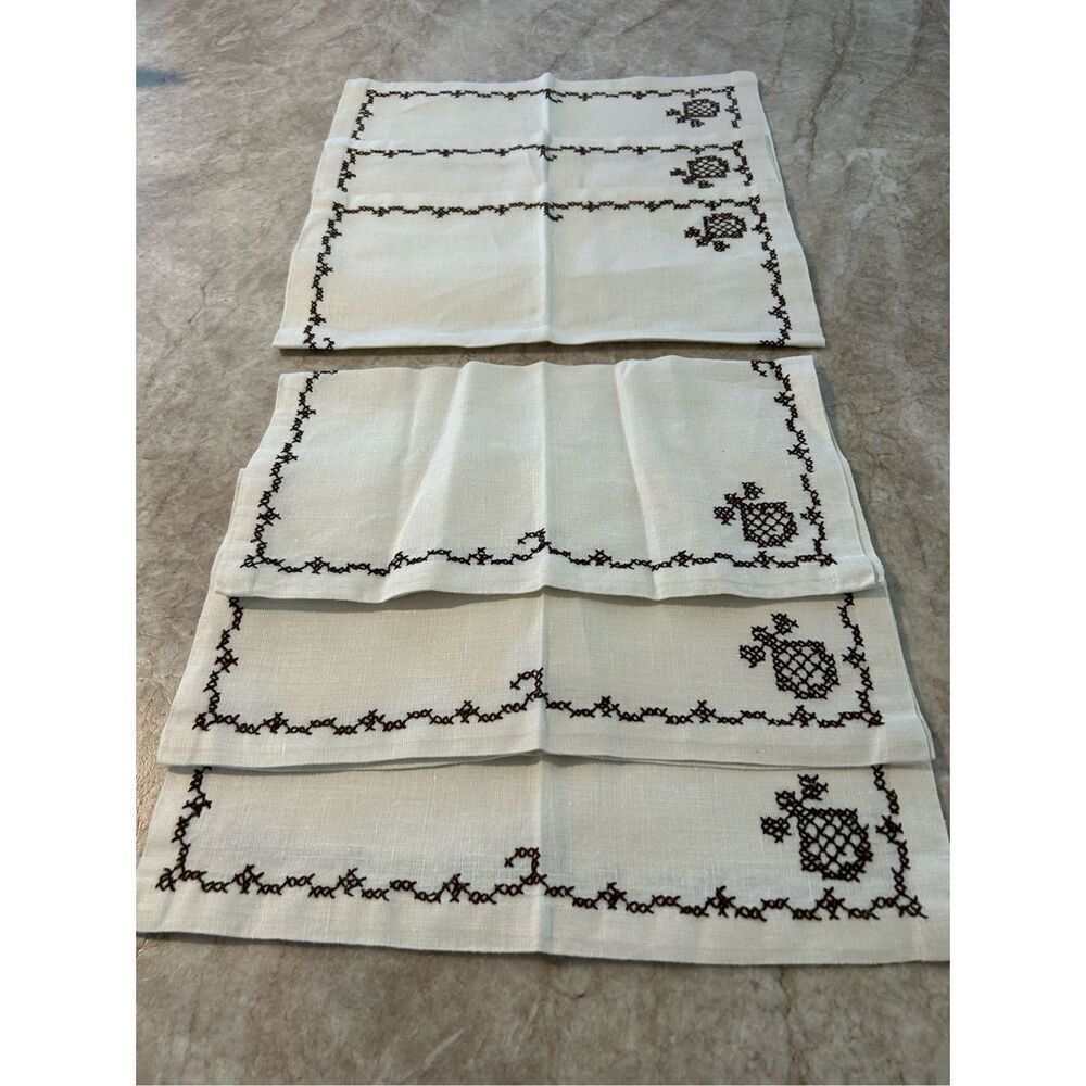 Vintage Cross Stitched Cloth Napkins